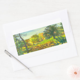 Solar fall painting watercolor rectangular sticker