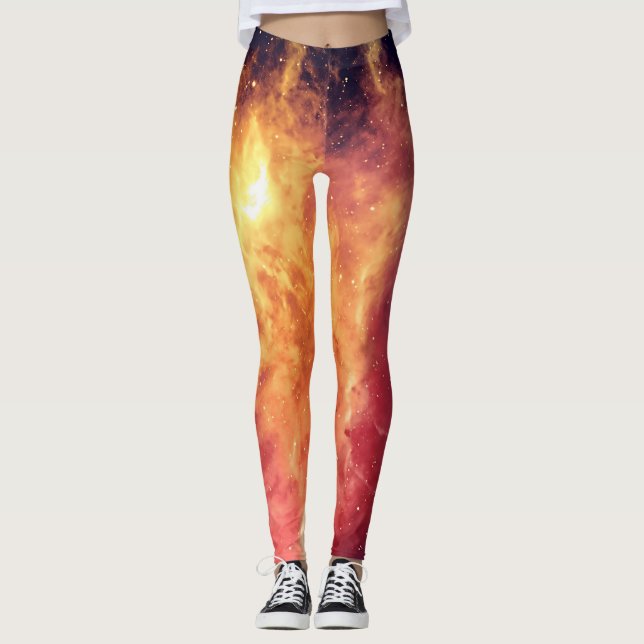 Solar Fire Across the Cosmos Leggings (Front)