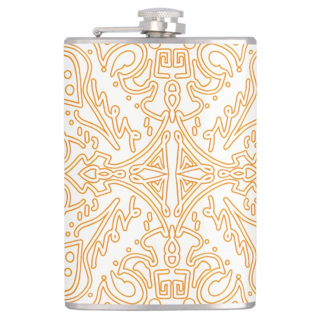 Solar Flare Gold Damask Phone / iPad case Hip Flask (Front)