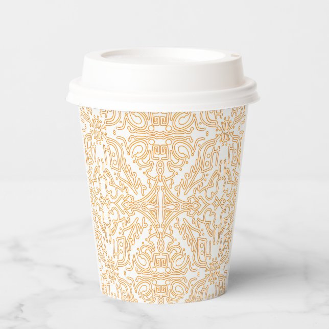 Solar Flare Gold Damask Phone / iPad case Paper Cups (Front)