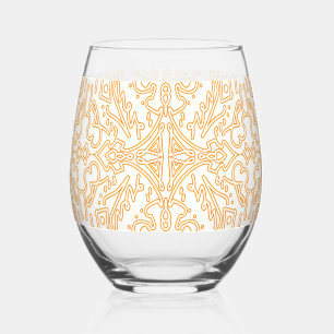 Solar Flare Gold Damask Phone / iPad case Stemless Wine Glass