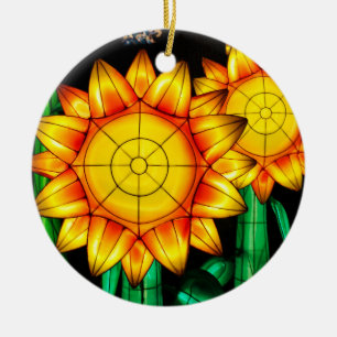 Solar Flare Sunflowers Ceramic Ornament