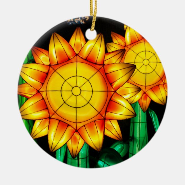 Solar Flare Sunflowers  Ceramic Ornament (Front)