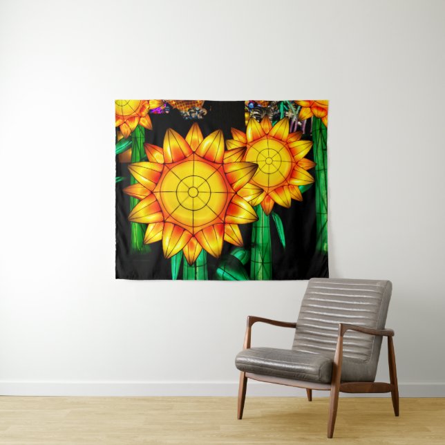 Solar Flare Sunflowers  Tapestry (In Situ (Horizontal))
