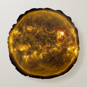 Solar Flares on the Sun Globe Round Round Cushion
