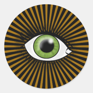 Solar Green Eye Classic Round Sticker