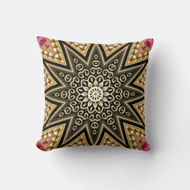 Solar Groove Black Gold Decor Star Cushion (Front)