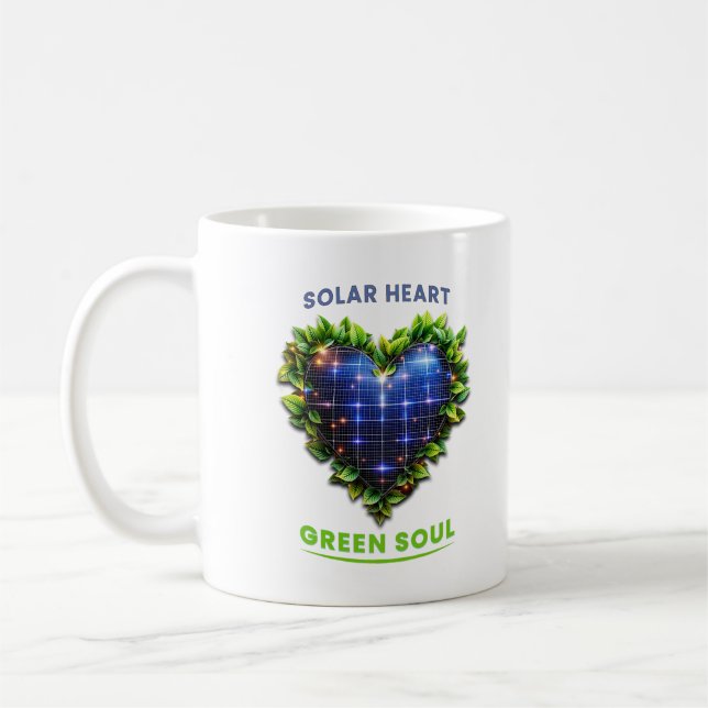 Solar Heart Green Soul Solarpunk Mug (Left)