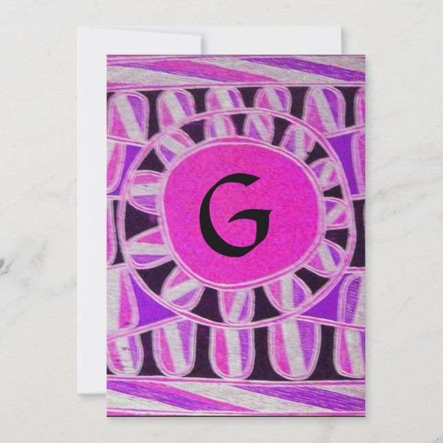 SOLAR MONOGRAM,bright pink violet blue black white Invitation (Front)