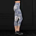 Solar Mystique | Dusty Blue Silver Moon Stars Sun Capri Leggings<br><div class="desc">Modern silver celestial sun,  moon,  stars,  and mystical glyphs are offset by a mottled watercolor muted background. This fun novelty seamless pattern features a dynamic unisex (yet feminine) abstract gradient that adds perfect pop of colour. For customisations or other colours,  please visit JustFharryn @zazzle.com #bohochic #zazzlemade</div>