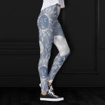 Solar Mystique | Dusty Blue Silver Moon Stars Sun Leggings<br><div class="desc">Modern silver celestial sun,  moon,  stars,  and mystical glyphs are offset by a mottled watercolor muted background. This fun novelty seamless pattern features a dynamic unisex (yet feminine) abstract gradient that adds perfect pop of colour. For customisations or other colours,  please visit JustFharryn @zazzle.com #bohochic #zazzlemade</div>