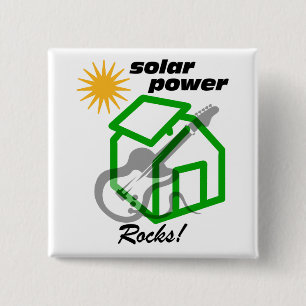 Solar p0wer rocks! 15 cm square badge