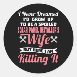 Solar Panel Installer Wife Valentine Newlywed Classic Round Sticker
