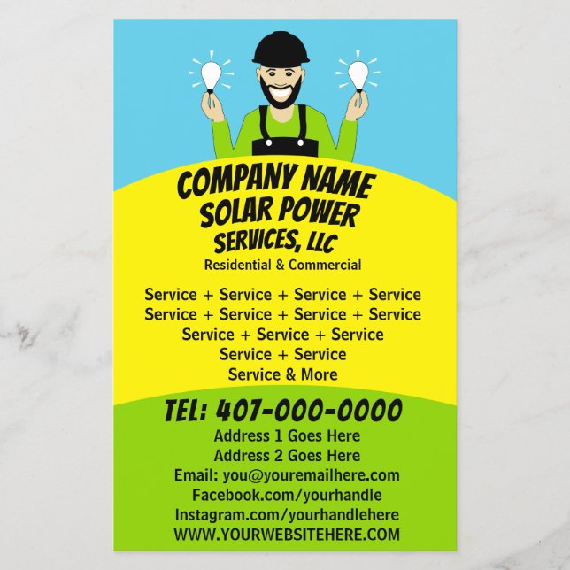 Solar Panel Light Bulb Services Company  Flyer (Front)