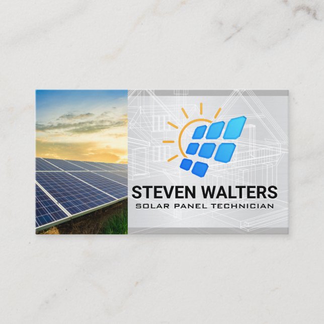 Solar Panel Logo | Energy Renewable Business Card (Front)