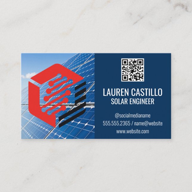 Solar Panels and Tech Energy Business Card (Front)