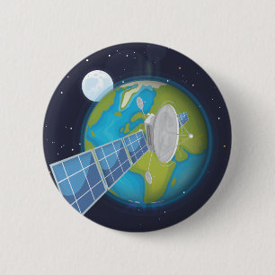 solar Panels cartoon 6 Cm Round Badge