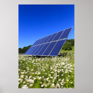 Solar Panels Green Meadow Sustainable Energy Poster