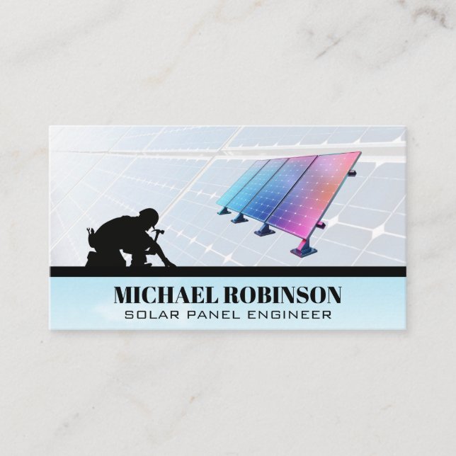 Solar Panels Logo | Energy Technician Business Card (Front)