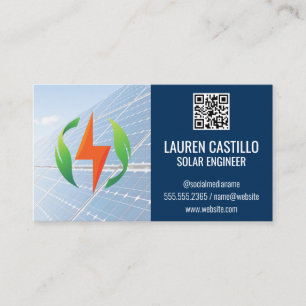 Solar Panels QR Code Clean Energy Logo Business Card