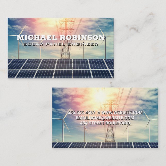 Solar Panels | Wind Turbines | Power Lines Business Card (Front/Back)