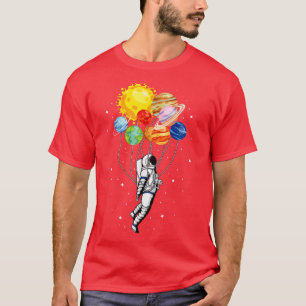 Solar Planets System Funny Space Astronaut Balloon T-Shirt