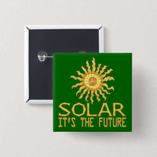 Solar Power 15 Cm Square Badge (Front & Back)