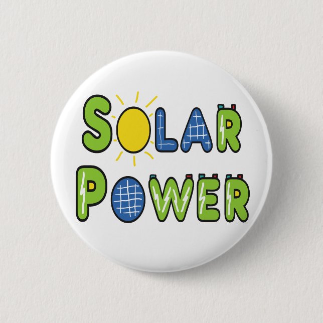 Solar Power 6 Cm Round Badge (Front)