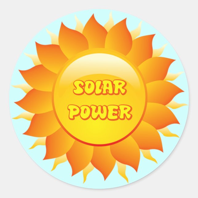 SOLAR POWER SUN CLASSIC ROUND STICKER (Front)