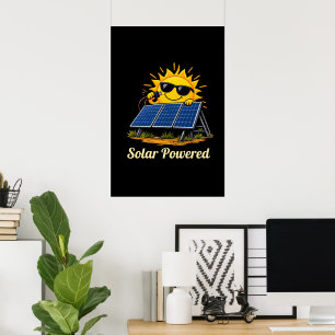 Solar Powered Cute Sun & Solar Panel Poster Wall