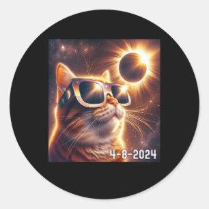 Solar Shirt 2024 Eclipse Wearing Gles Classic Round Sticker