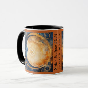 Solar Solstice GPS Coordinates Colourful Sun Moon Mug