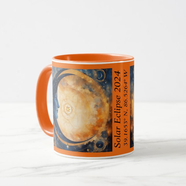 Solar Solstice GPS Coordinates Colourful Sun Moon Mug (Front Left)