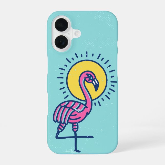 Solar Swagger Flamingo Glow iPhone 16 Case (Back)