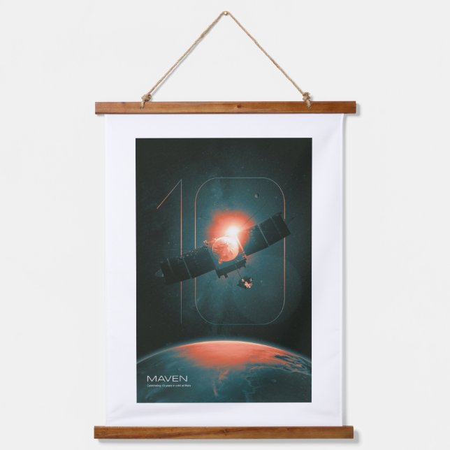 Solar System, 10 Years of Maven Mars Satelite Hanging Tapestry (Front)