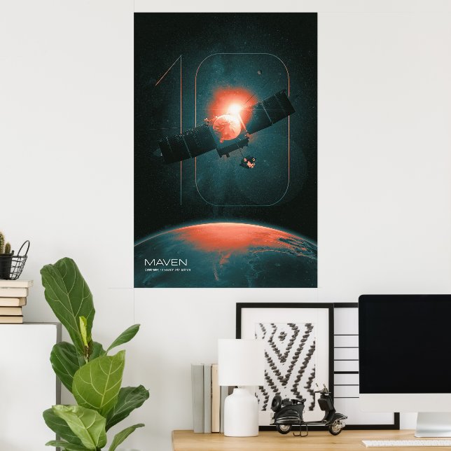 Solar System, 10 Years of Maven Mars Satelite Poster (Home Office)