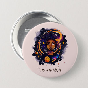Solar System Afro Woman 7.5 Cm Round Badge