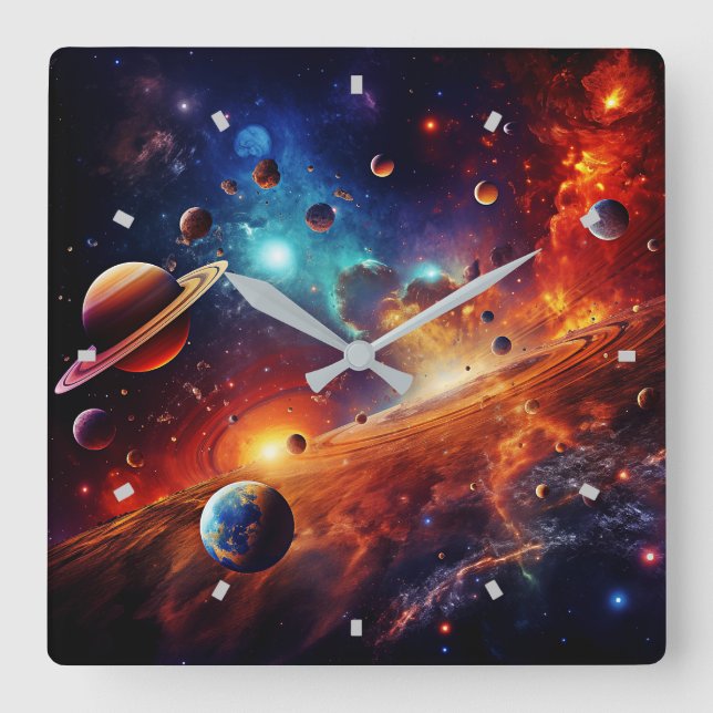 Solar System Art Wall Clock (Front)