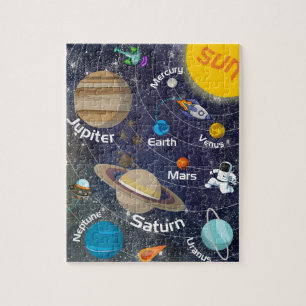 Solar System, Astronaut and Spaceship Jigsaw Puzzle