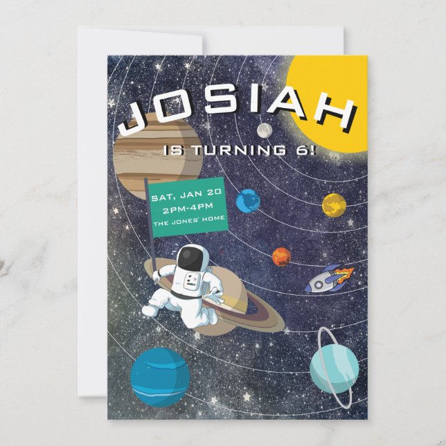 Solar System, Astronaut Birthday Party Invitation (Front)