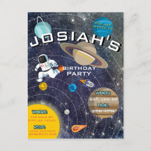 Solar System Birthday Party Invitation Postcard