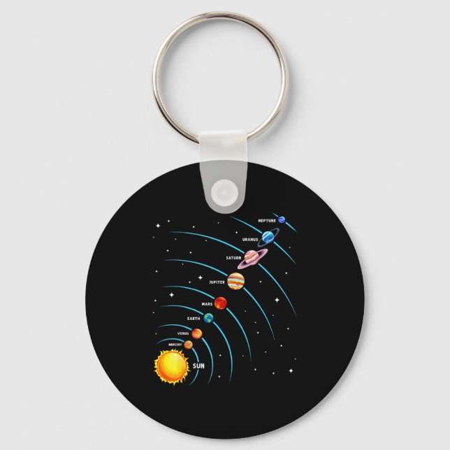 Solar System Colorful Space Planets Educational Ki Key Ring (Front)