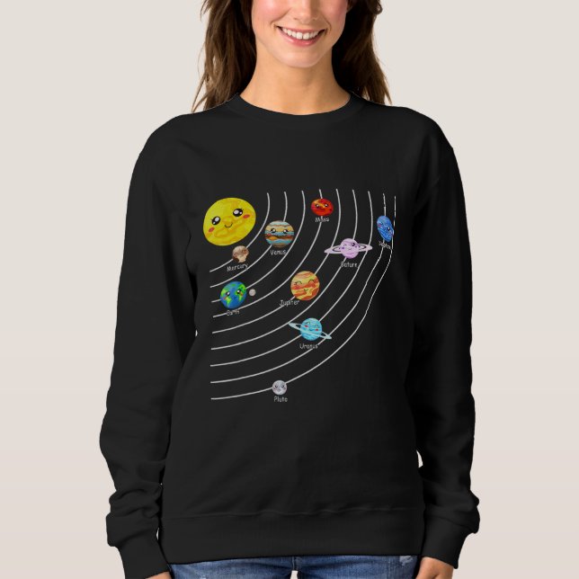 Solar System Colourful Tee Realistic Space Planets (Front)
