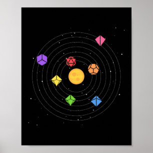 Solar System Dice Set Astrology Tabletop RPG Poster