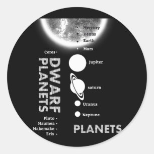 Solar System - Dwarf Planets Gift T Shirt  Classic Round Sticker