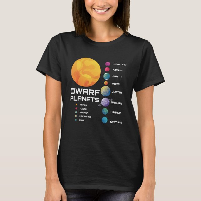 Solar System Dwarf Planets Space Astronaut T-Shirt (Front)