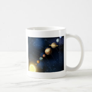 Solar system from space coffee mug