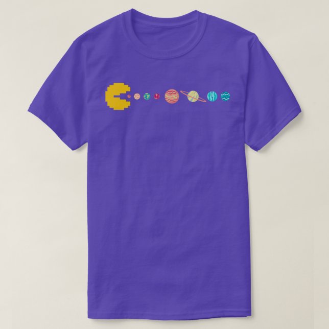 Solar System GAME OVER Pixel Sun Eating All Planet T-Shirt (Design Front)