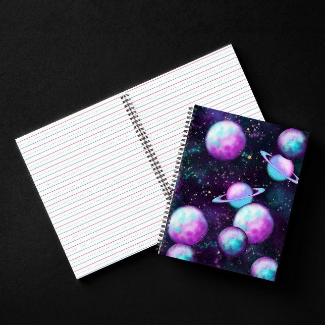 Solar System Glow | Cosmic Blue Purple Pink Planet Notebook (Creator Uploaded)