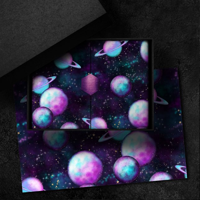 Solar System Glow | Cosmic Blue Purple Pink Planet Tissue Paper (Creator Uploaded)